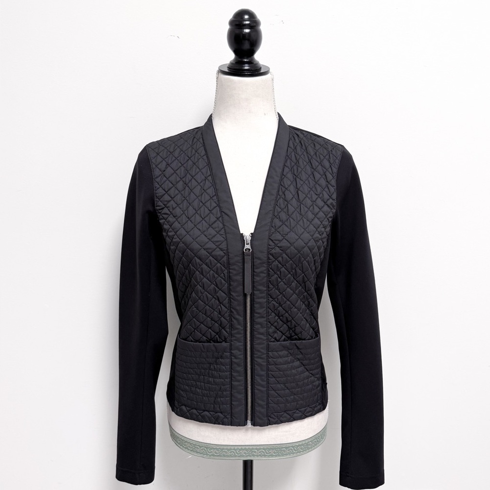 Lululemon Black And Again Quilted V Neck Zip Up Cardigan Jacket 4 Lightweight